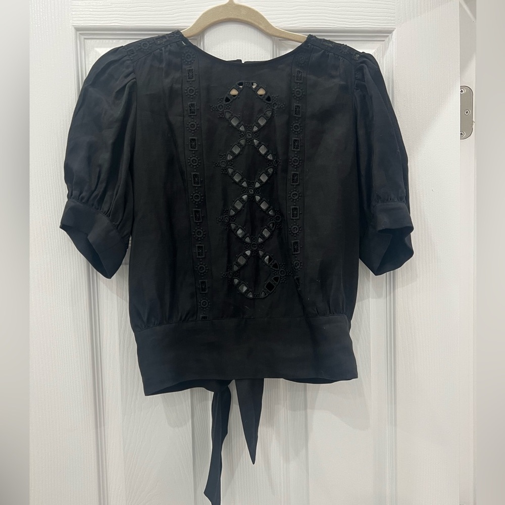 Ba&sh black linen top